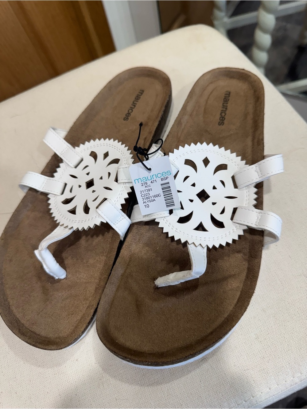 Maurices White Medallion Toe-Post Sandals - Women's